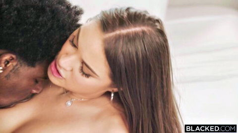 Gizelle Blanco topless, kissed by black stud in passionate Blacked interracial scene