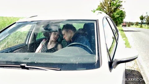 Amber Jayne and Anna De Ville kissing Stanley Johnson in steamy car scene