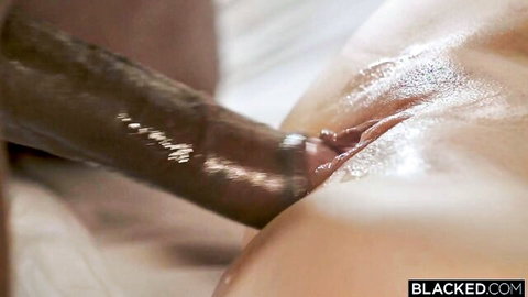 Nicole Doshi oiled in intense interracial doggystyle penetration with Anton Harden
