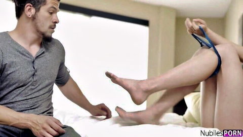 Haley Reed petite blonde panties pulled aside legs up in POV punishment