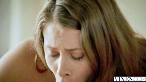 Anya Olsen close-up in ecstasy, mouth open in intense girlfriend experience scene