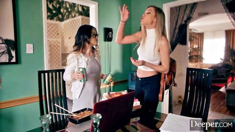Ivy Wolfe and brunette tease in casual outfits for taboo kinky scene with Manuel Ferrara