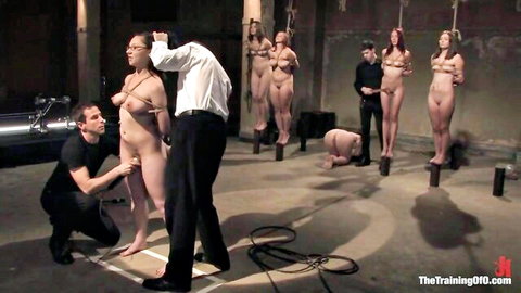 BDSM training audition with nude Cherry Torn, Sasha Lexing, Sarah Shevon bound in ropes