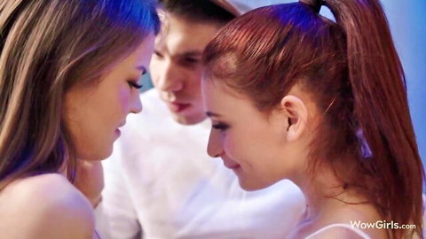 Kate Rich and Cindy Shine in intimate POV threesome with handsome guy