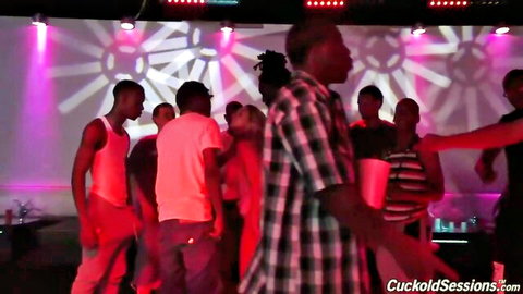 Brooke Wylde in interracial cuckold gangbang club party