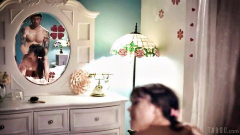 Alison Rey in taboo daughter vanity mirror tease with muscular stepdad