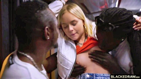 Emily Cutie exposes tits in outdoor threesome with Antonio Black & Freddy Gong