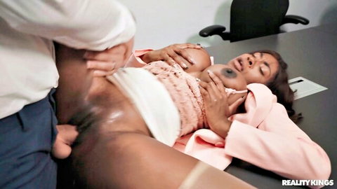 Anne Amari ebony beauty fucked on desk in office by JMac