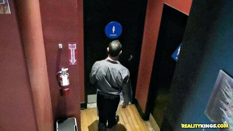 Damon Dice enters women's bathroom for steamy anal with Dani Daniels