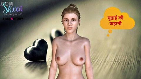 3D Indian aunty nude upper body tease in hot story
