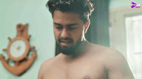 Shirtless bearded Indian man in steamy Hindi porn preview from Torrid Butt Act S05E02