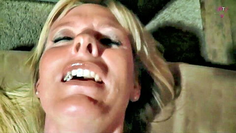 DirtyTina moaning with open mouth, blonde mature woman in ecstasy