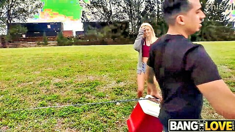 Riley Star teases outdoors with stud near fishing spot