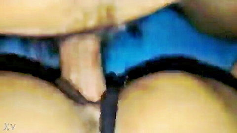 Miss Sasi close-up vaginal penetration with blue panties