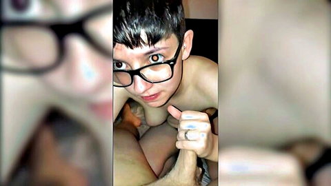FtM Twink Jasper in glasses pegs Daddy Nick with 9-inch strap-on