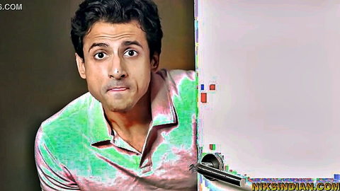 Young Indian man with curly hair in green shirt, intense gaze for mature Amma Mrs Sarabhai fuck scene