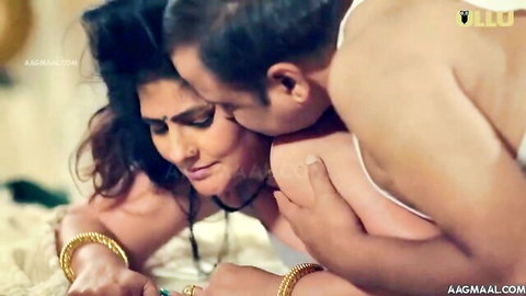 Intimate Tamil couple embrace, woman in white blouse with tiny tits and jewelry