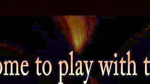Glowing fiery text 'Come to play with tits' teases on dark adult background