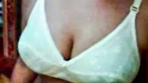 Hot Bangladeshi girlfriend teasing in white bra with voluptuous cleavage