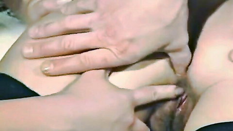 German MILF in intense threesome touching and fingering