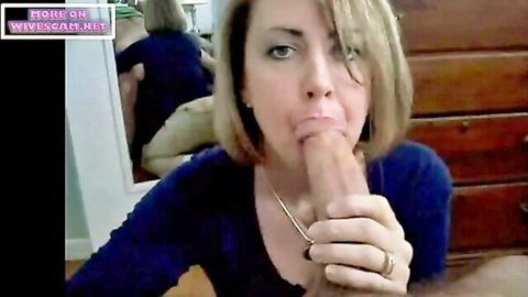 Hot blonde mom giving intense blowjob on live webcam