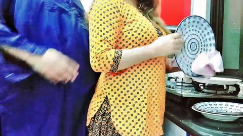 Desi hotwife in salwar kameez gets anal pounded in kitchen while washing plates