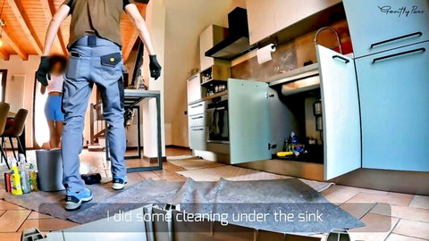 GentlyPerv seduces Italian plumber during kitchen cleanup POV