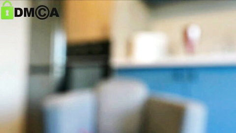 Blurry empty kitchen interior with cabinets and counters, perfect for babe fucking.