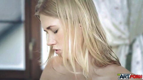 Blonde amateur woman in artistic nude profile pose, The Art Porn