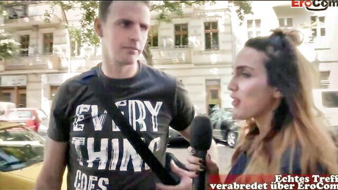 German amateur in street interview for first porn casting