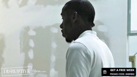 Black construction worker in white collared shirt, side profile for gay work taboo promo