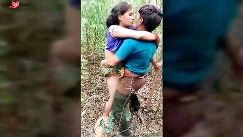 Ex-girlfriend lifted in passionate outdoor kiss during steamy big cock session