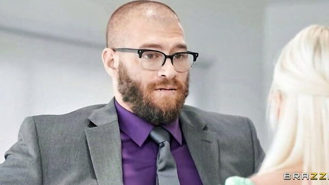 Siri Dahl seduces Xander Corvus in professional office attire