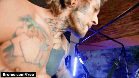 Tattooed hunk Bo Sinn surprises Marco Bianchi in Bromo gay scene