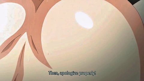 Naughty anime babe with big tits demanding proper apology in steamy scene