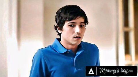 Young stepson in blue polo surprised, Mommy's Boy scene with Siri Dahl