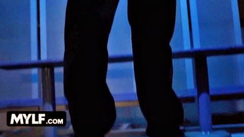 Curvy stepmom in tight black pants for MYLF cosplay gangbang tease