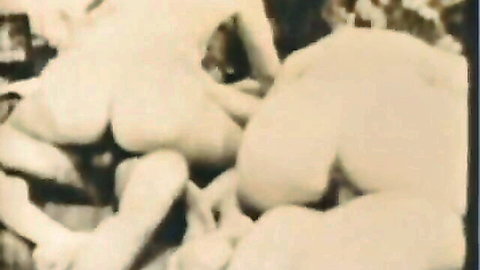 Vintage nude women embracing in black-and-white lesbian scene, Antique Erotica #4