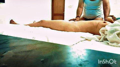 Hot Indian girl nude on bed getting ass massage from man