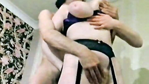 Curvy Dutch babe in purple lingerie gets deep anal from behind