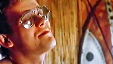 Male performer in sunglasses during intense oral scene with German woman