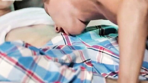 Cute boyfriends in bed with intense blowjob action