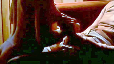 Cheryl Hansson footjob scene: classic cover girl gets feet pounded by cameraman