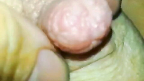 Close-up POV teasing huge nipples with hands on wife's breasts
