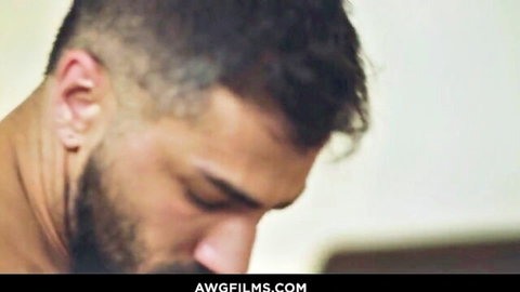 Hairy bearded stud Jayden Marcos in intense bareback gay scene