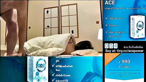 Asian wife exposes bare ass standing over sleeping husband in JAV NTR scene