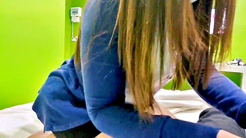 Thai student girl straddling guy in cowgirl position, amateur sex scene