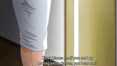 Hentai teacher bends over in tight skirt flashing her round ass and panties in classroom