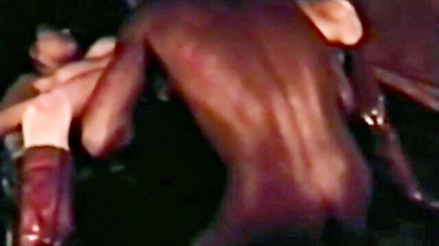 Vintage interracial scene with hairy pussy getting facial from big black cock
