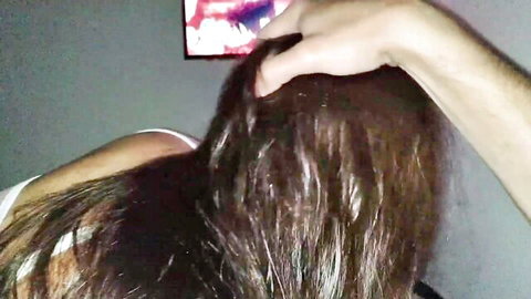 POV reverse cowgirl with hair pulling domination in white top